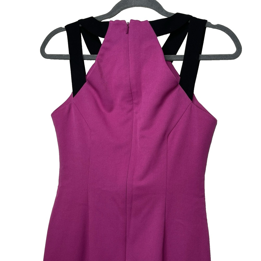 Black Halo Fuchsia Bodycon Dress Structured Strappy Sleeveless Size 2 Barbiecore - Picture 8 of 10